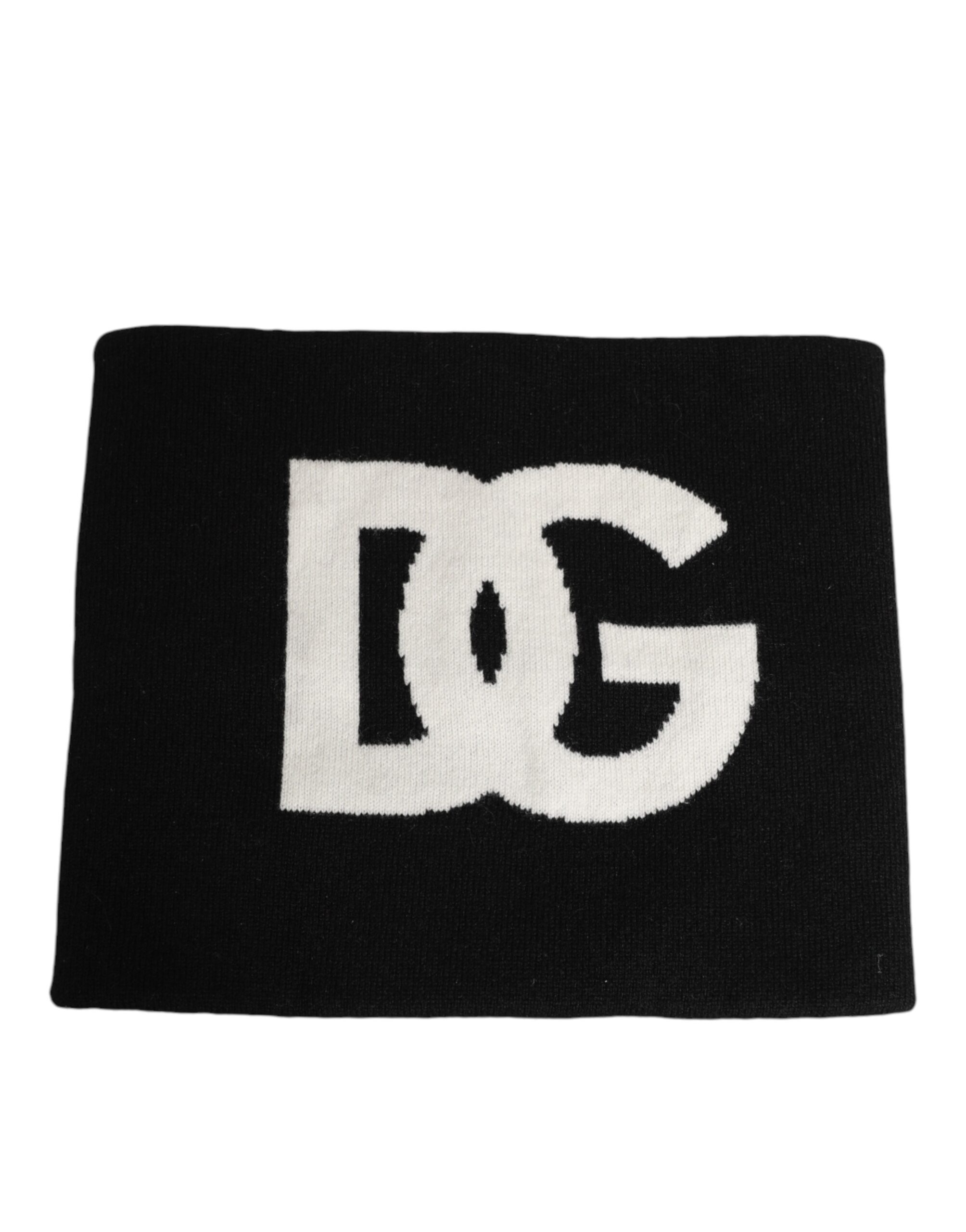 Black D&G Logo Cashmere Knitted Men One Size Scarf