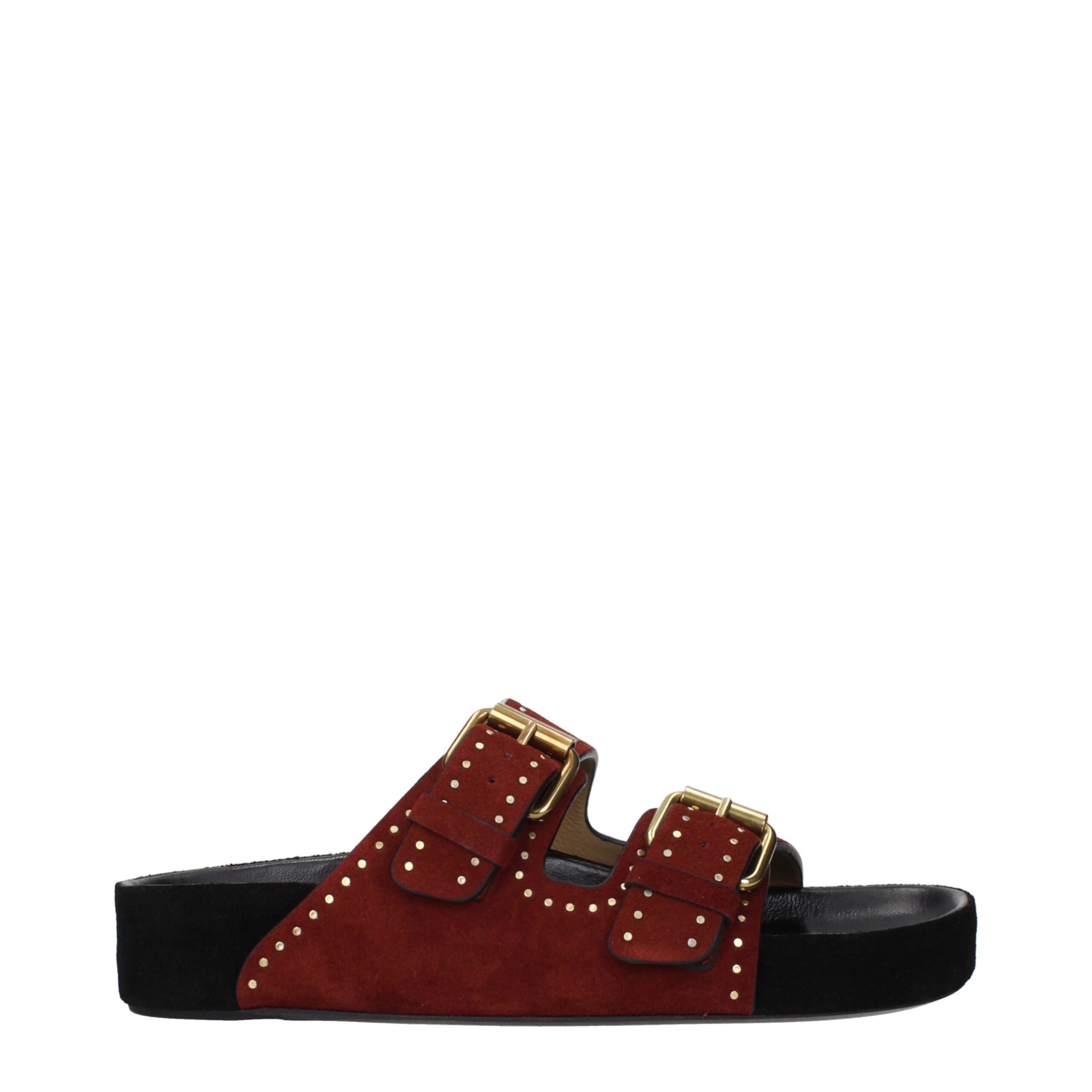 Red Leather Slippers Sandals