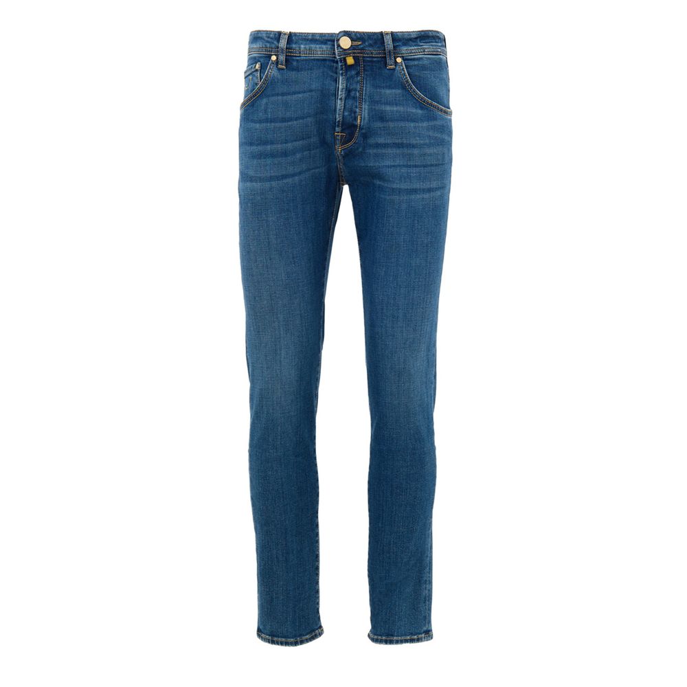 Blue Cotton Cropped Jean