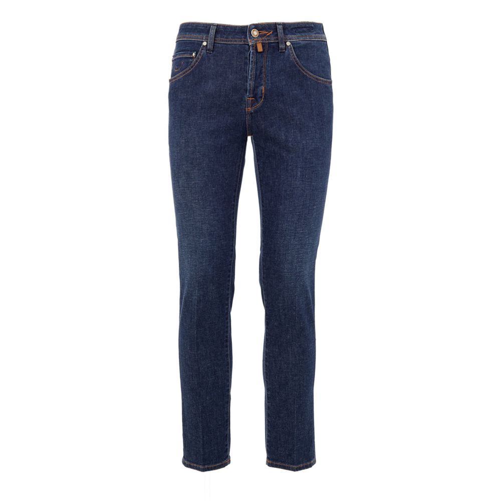 Blue Cotton Cropped Jean