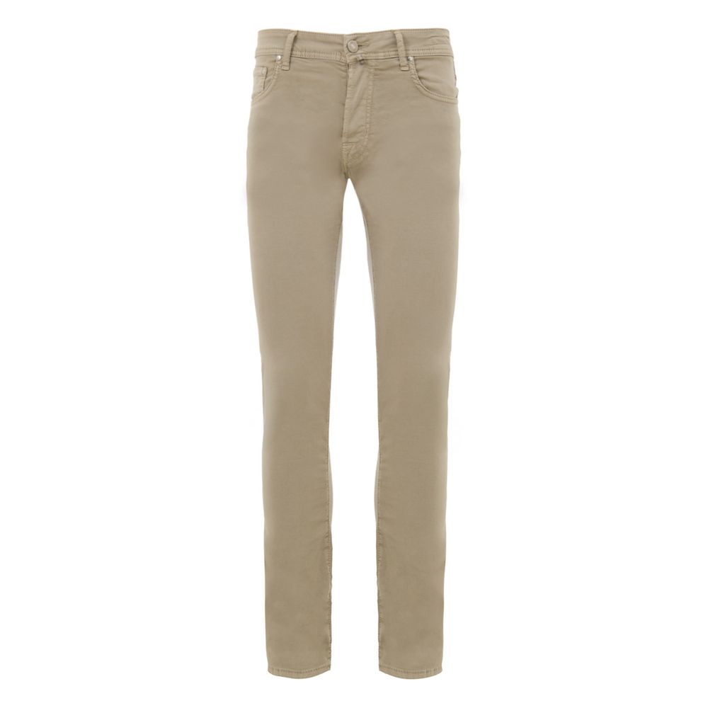 Beige Cotton Skinny Pant