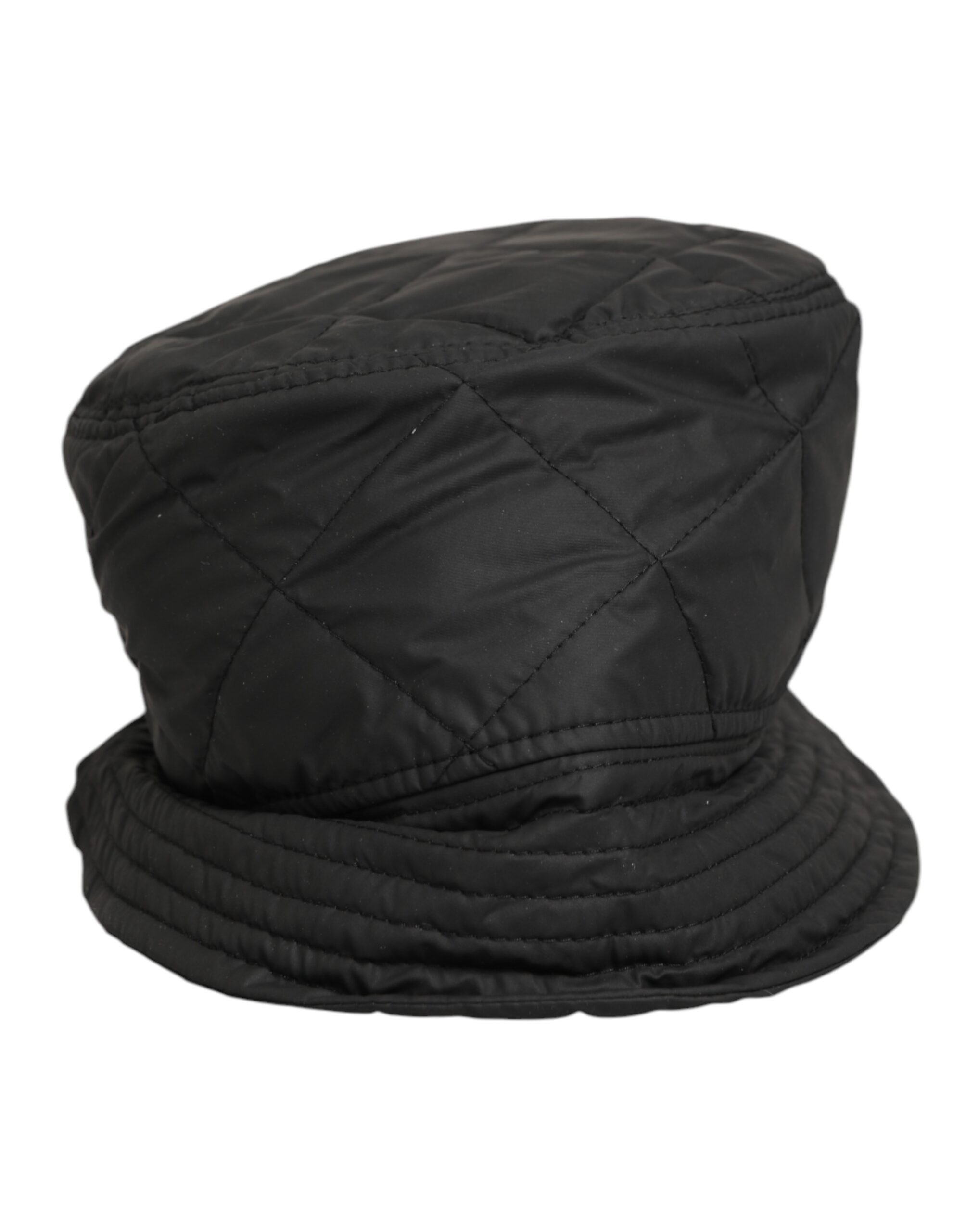 Black Nylon Quilted Bucket Men Capello Hat