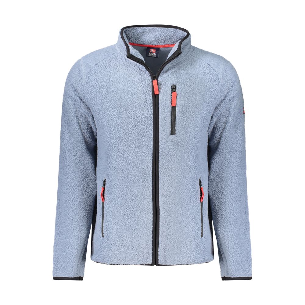Blue Polyester Men Sweatshirt
