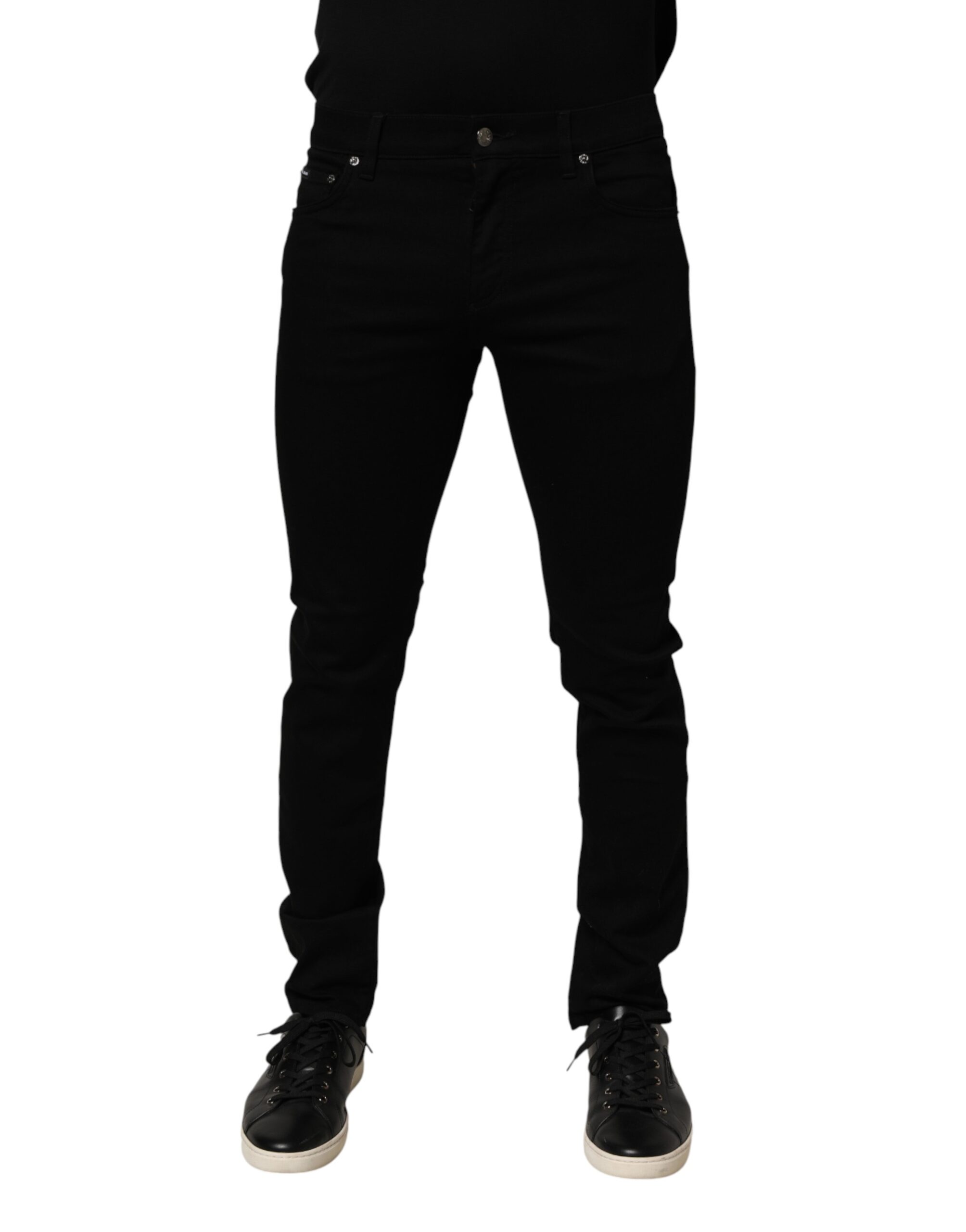 Black Cotton Stretch Slim Fit Men Denim Jeans
