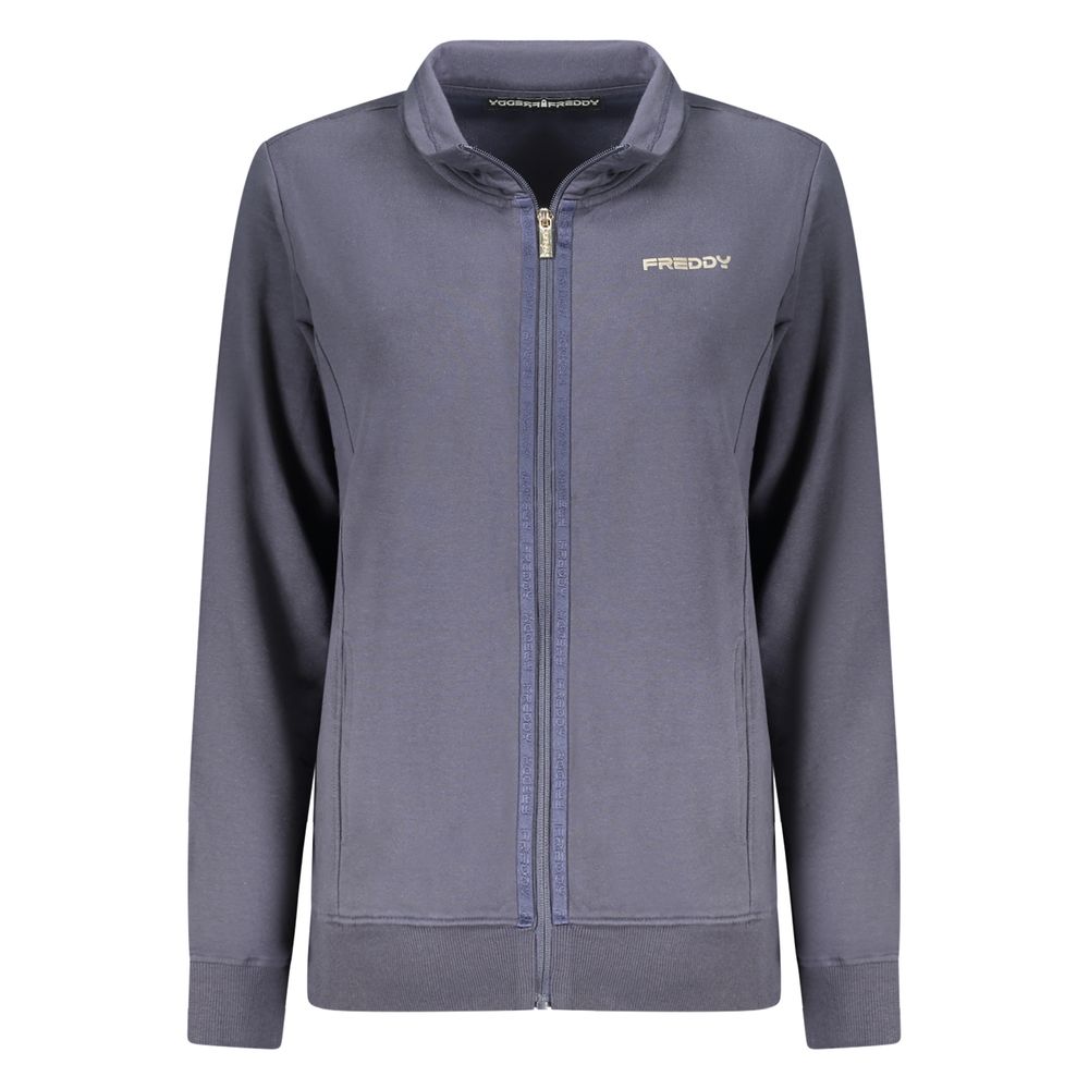 Blue Cotton Women Sweatshirt