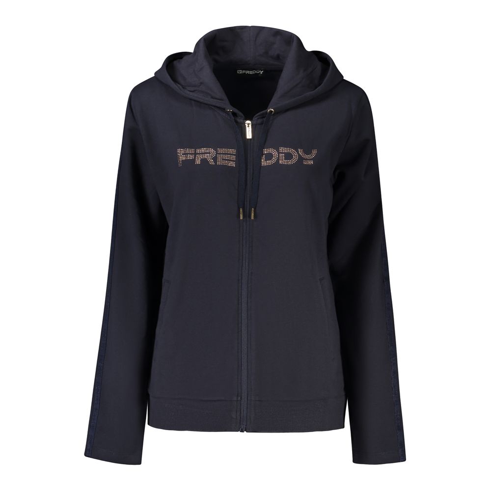 Blue Cotton Women Sweatshirt