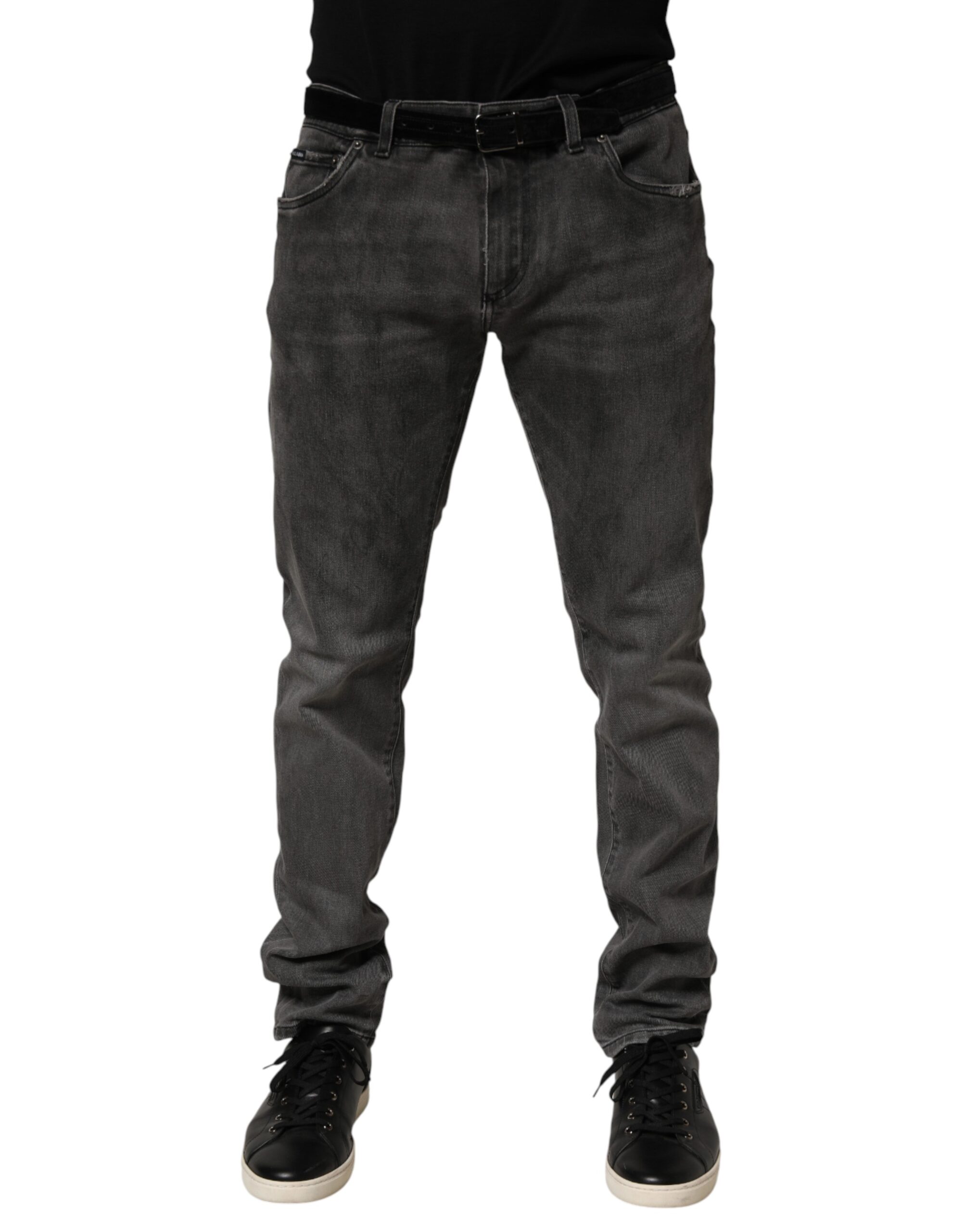 Dark Gray Cotton Skinny Men Denim Jeans