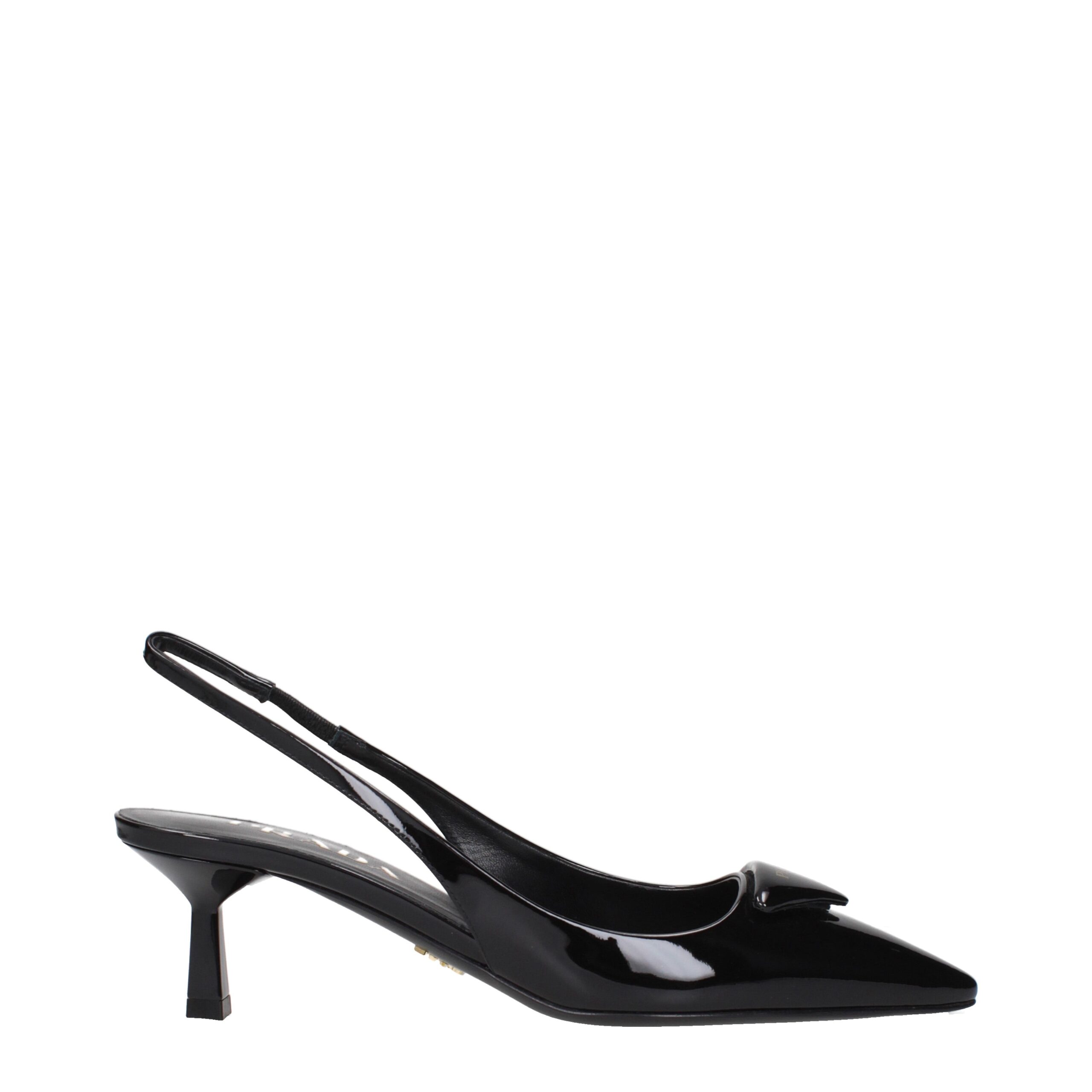 Black Leather Mid Heel Pumps