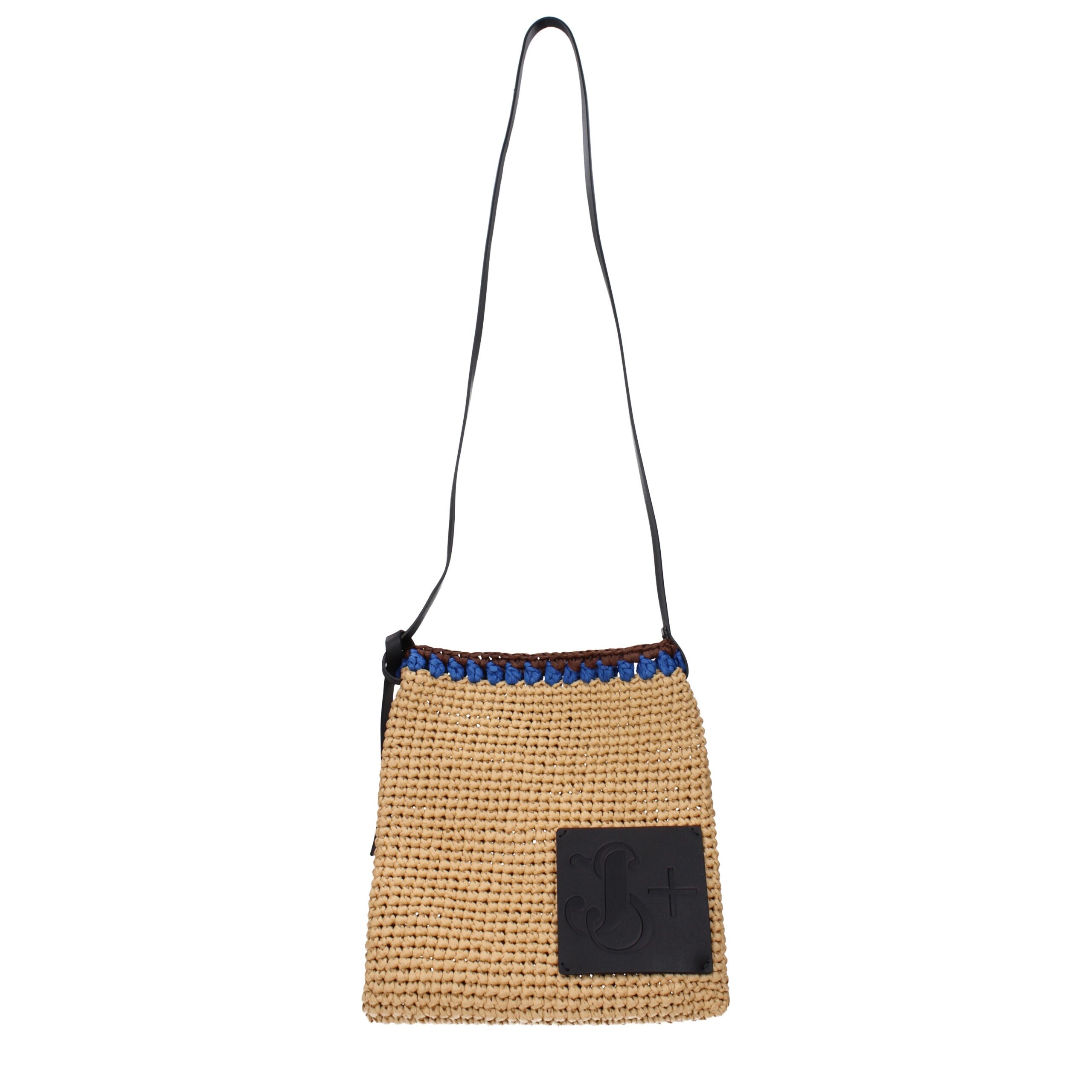 Beige Raffia Crossbody Bags