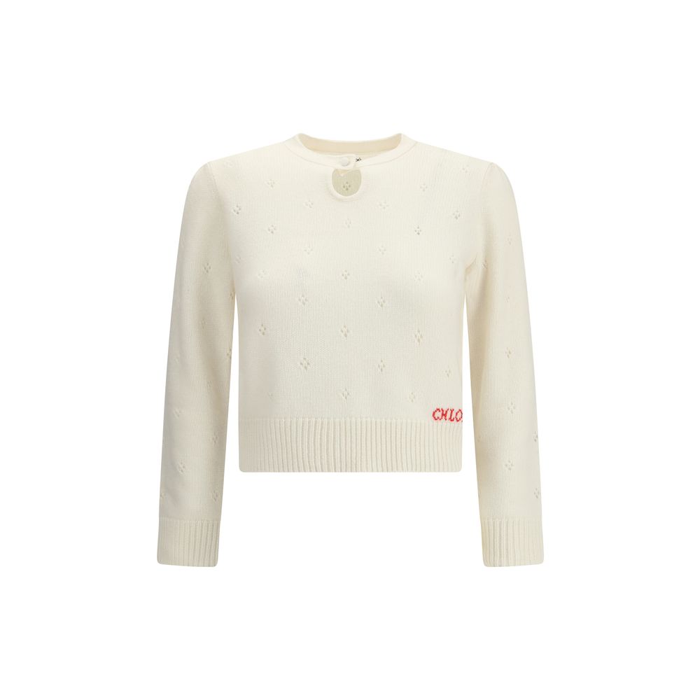 Jumper with a buttoned keyhole neck