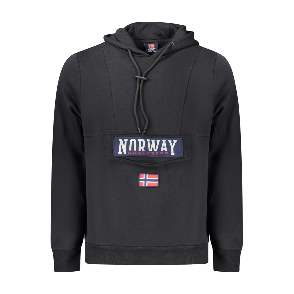 Black Cotton Men's Hooded Sweatshirt