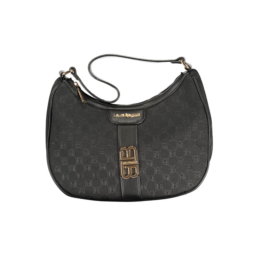 Black Polyester Women Handbag