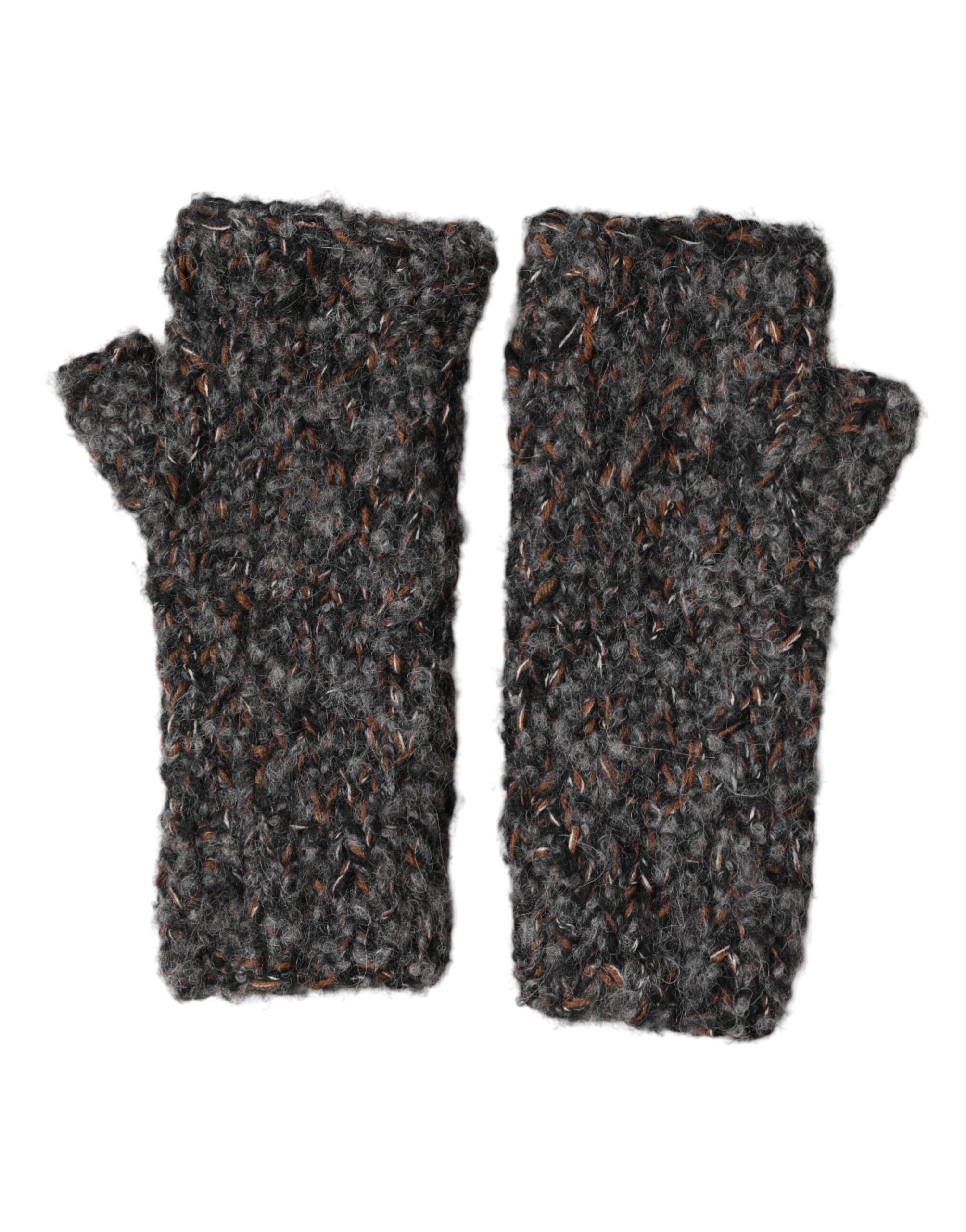 Gray Virgin Wool Knitted Fingerless Men Gloves