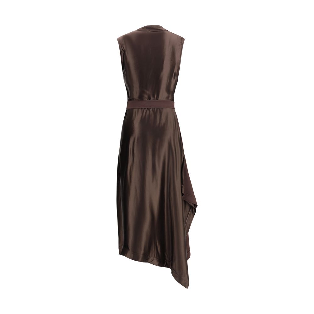 Brown Viscose Cocktail Dress - Thumbnail 2