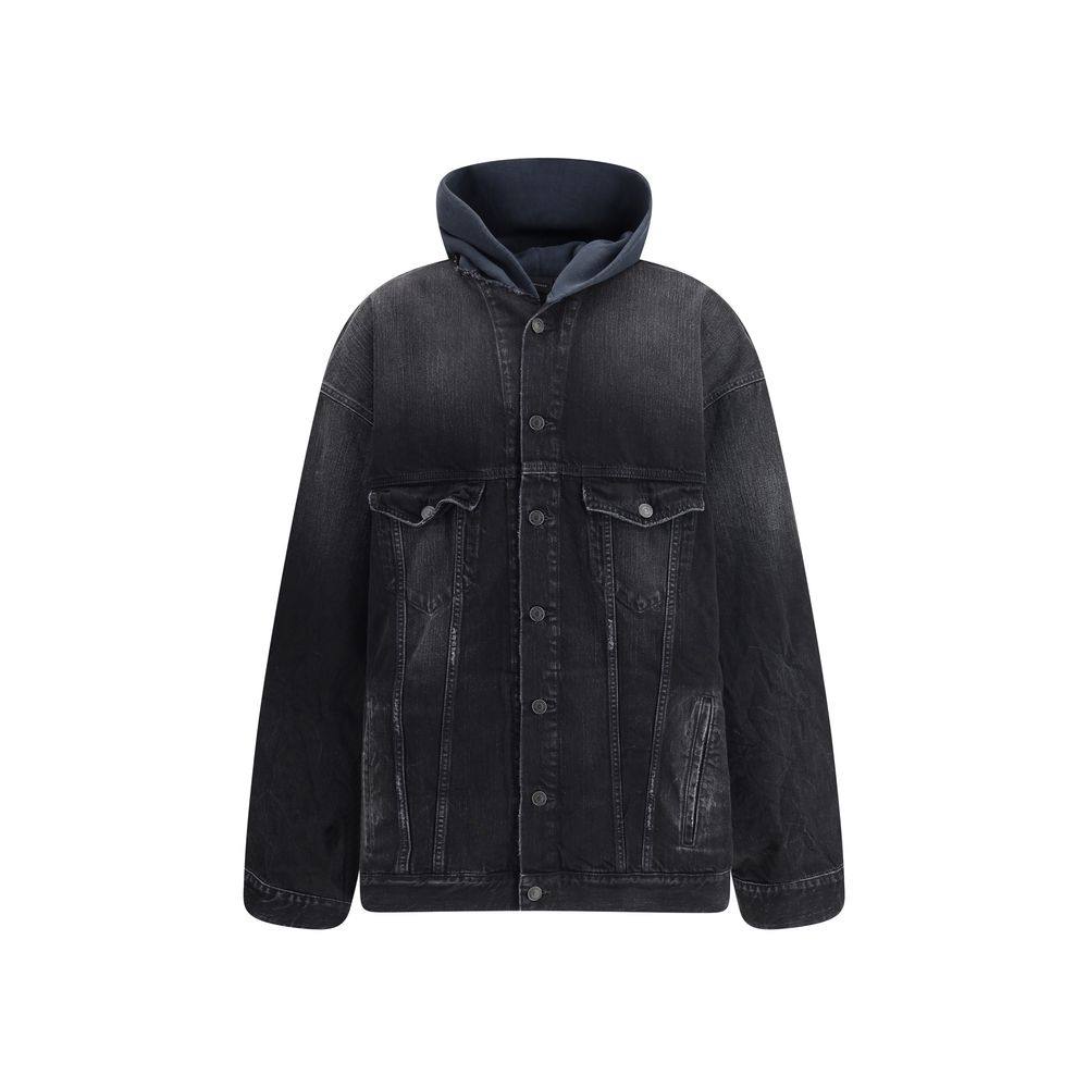 Black Cotton Denim Jacket