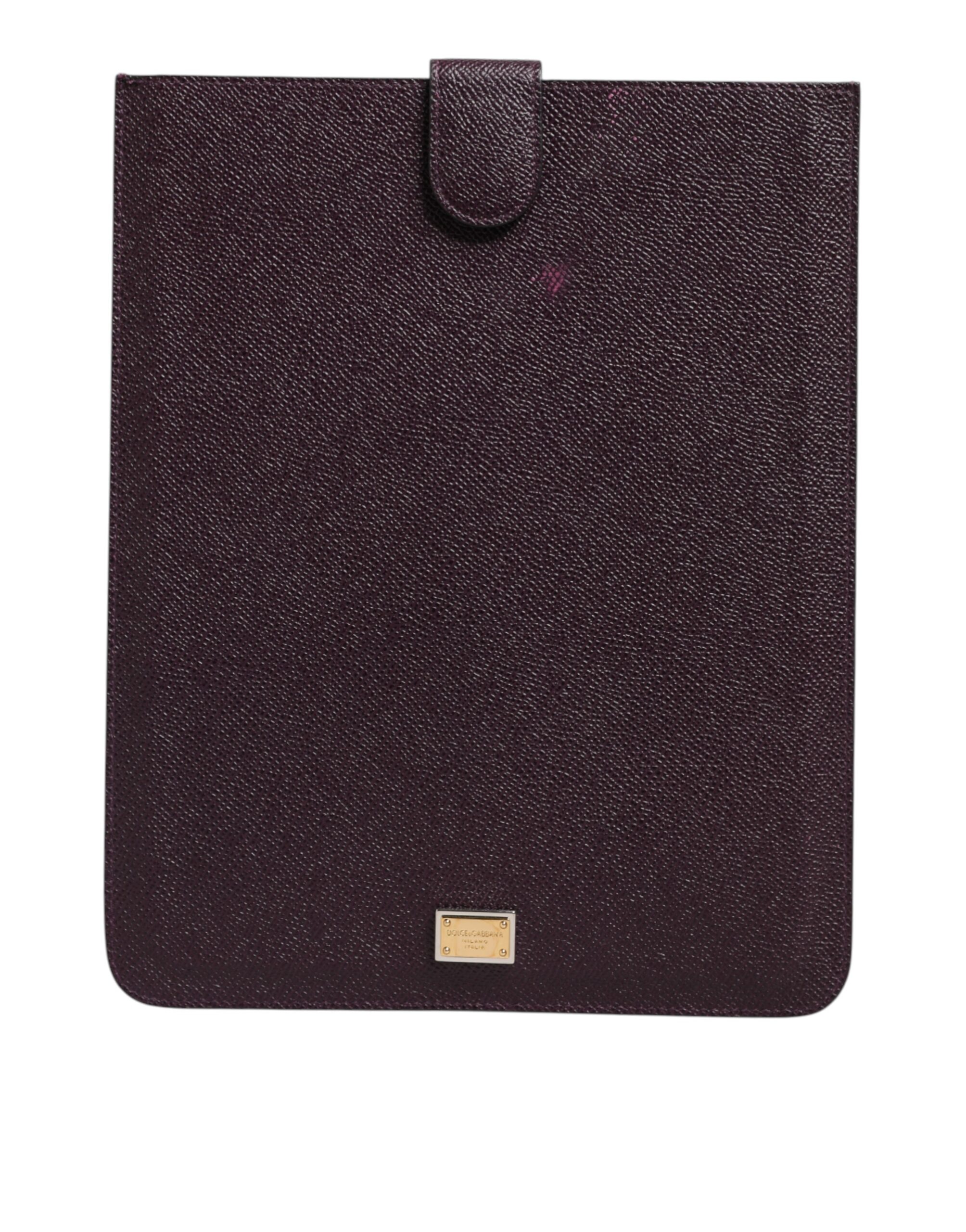 Dark Brown Leather Logo Plaque Cover Sleeve Tablet Case