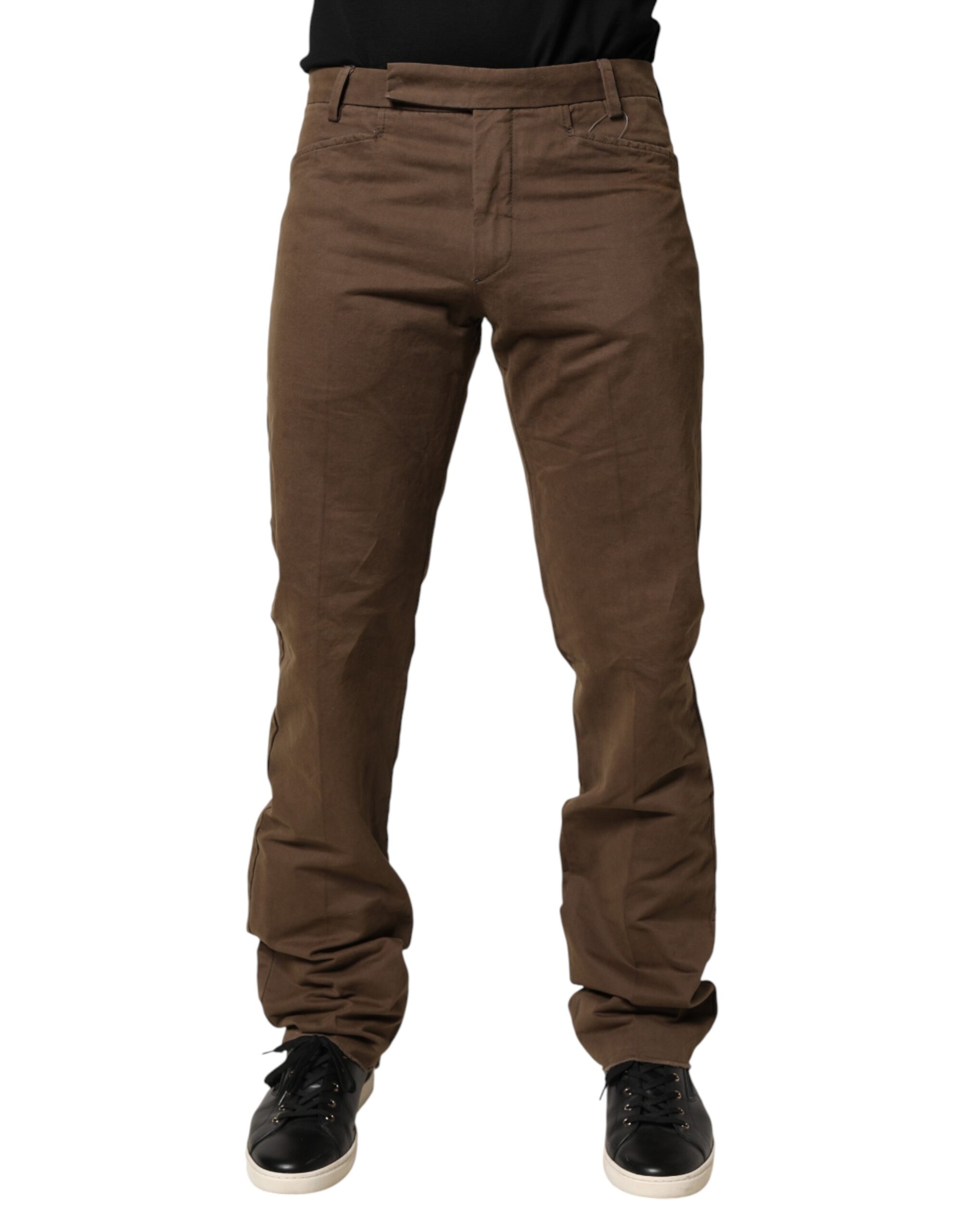 Brown Straight Cut Mid Waist Chino Men Trouser Pants