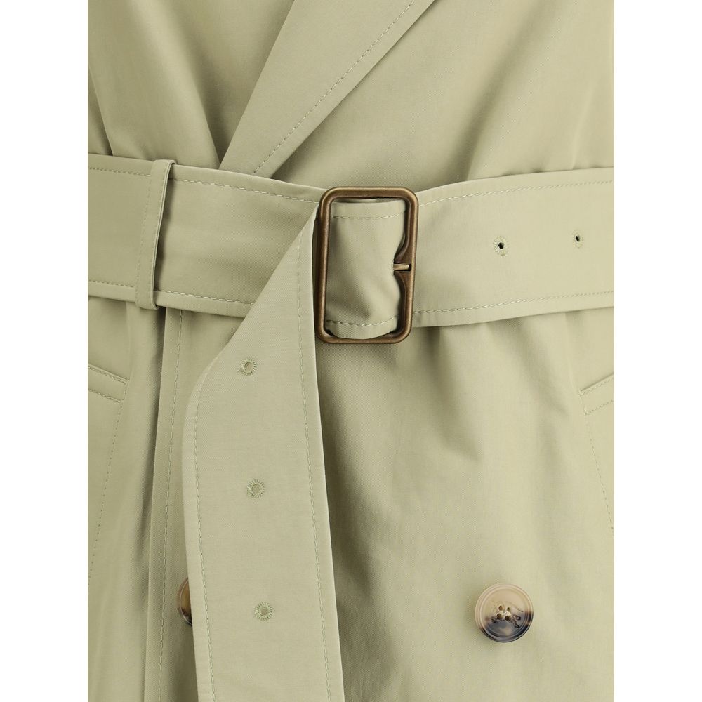 Beige Cotton Trench Coat - Thumbnail 3