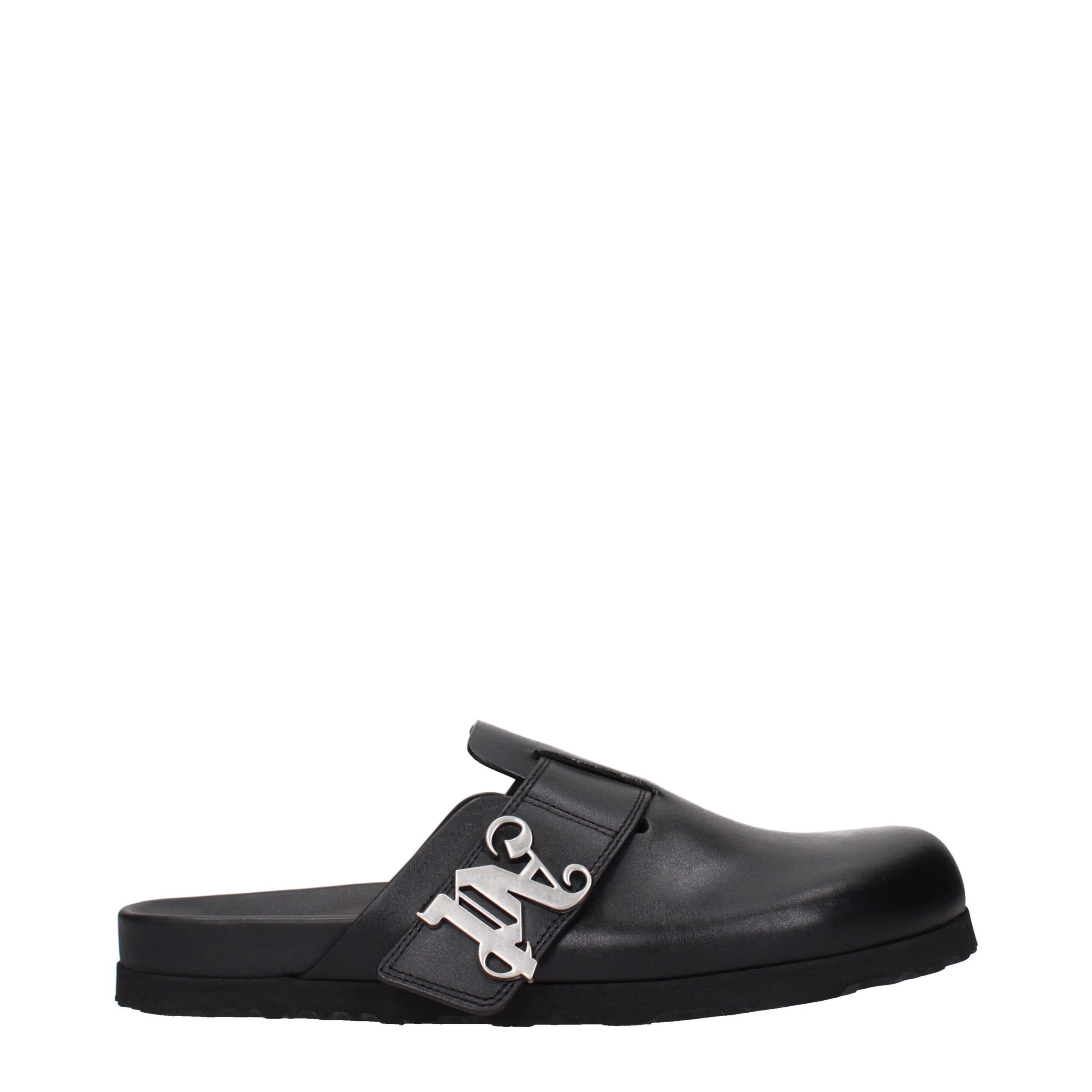 Black Leather Slippers