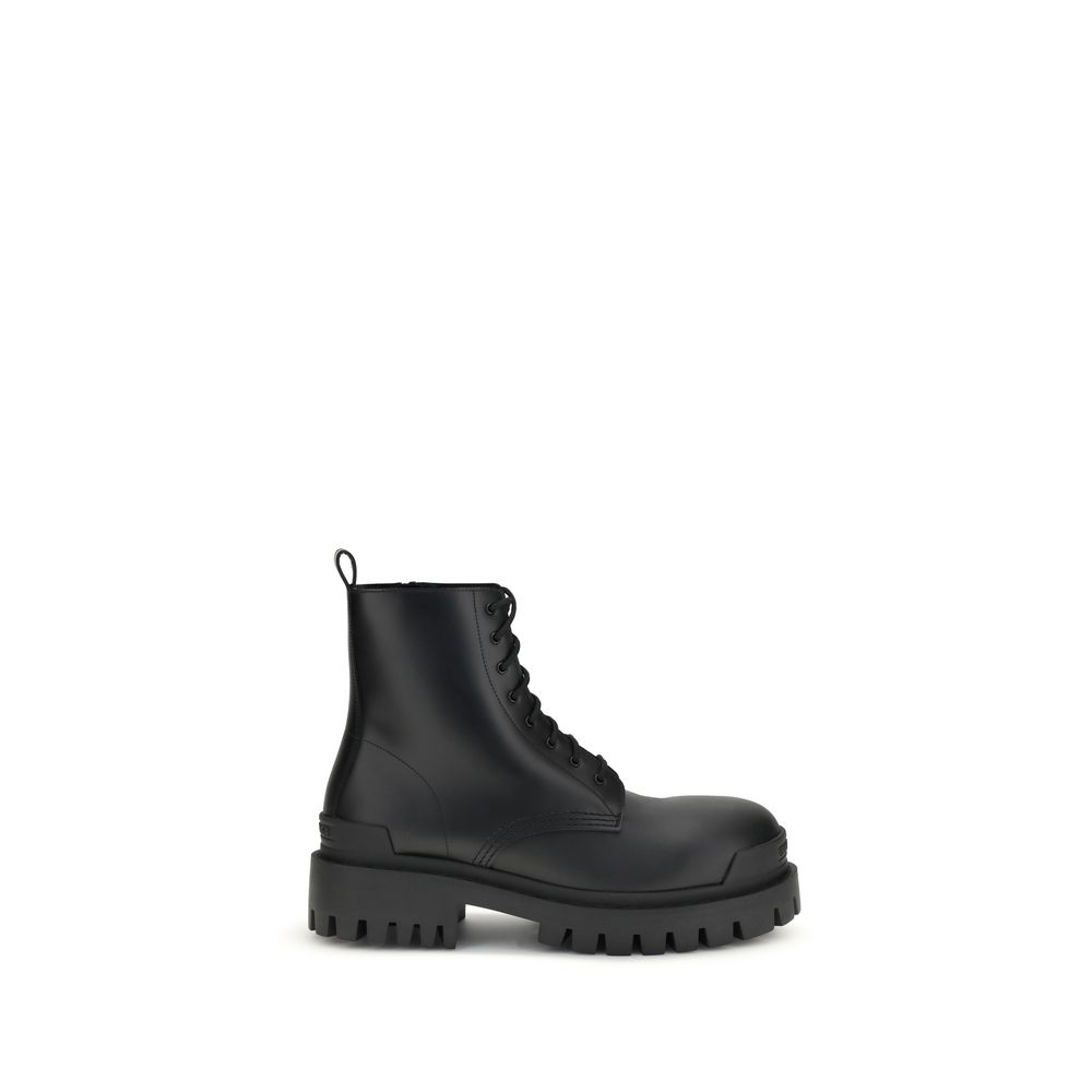 Balenciaga Black Calf Leather Bos Taurus Lace-Up Boots - Men