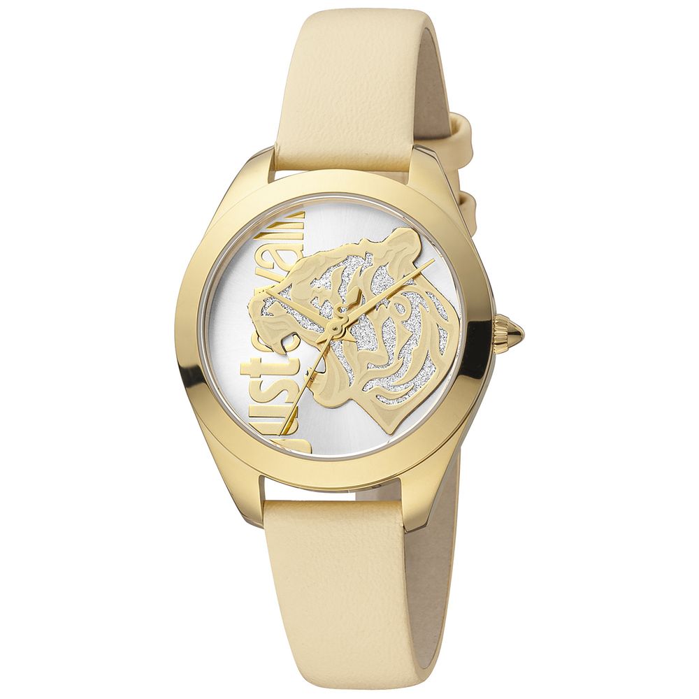 Beige Leather Dress Watch