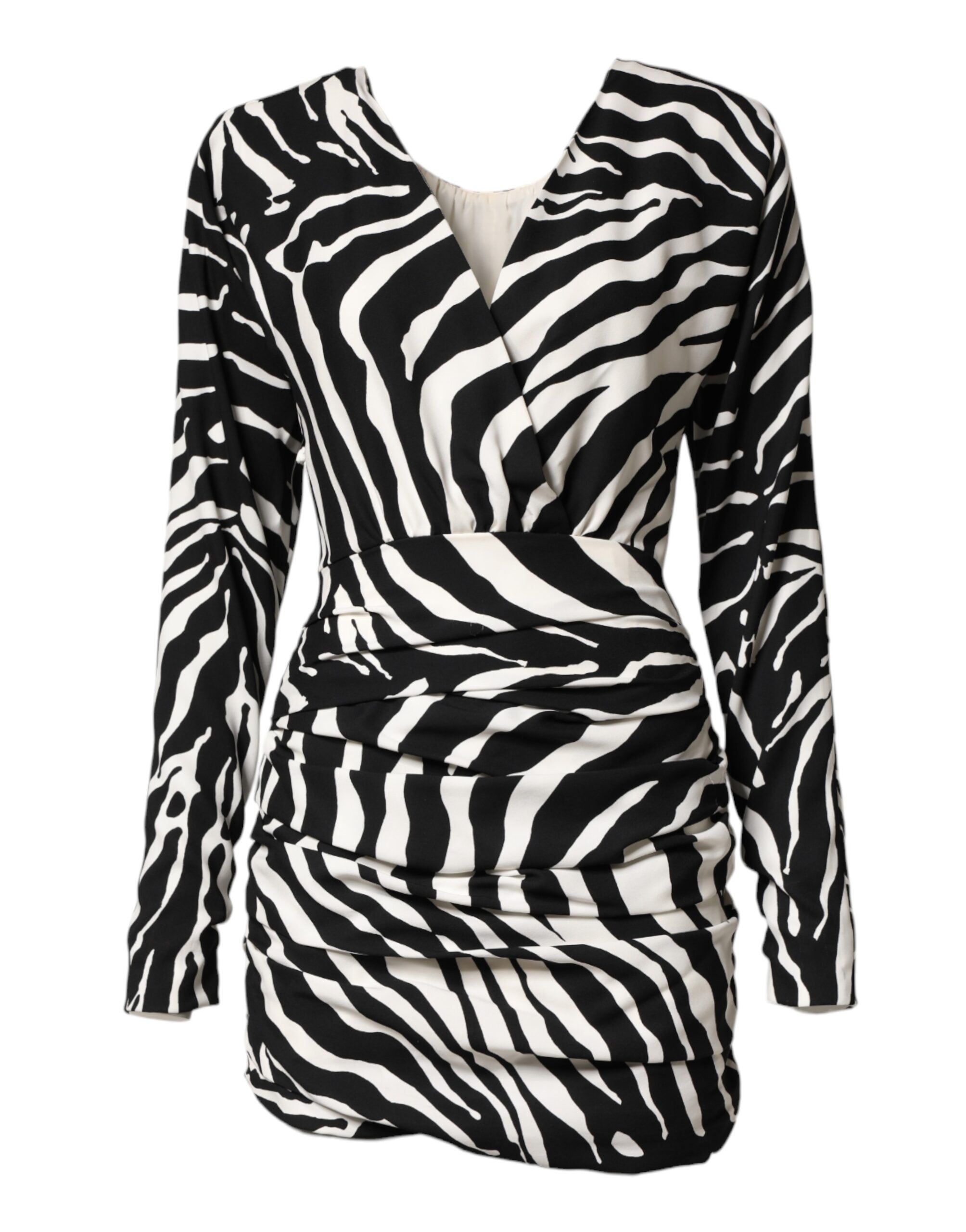 Black White Zebra Silk Sheath Mini Dress