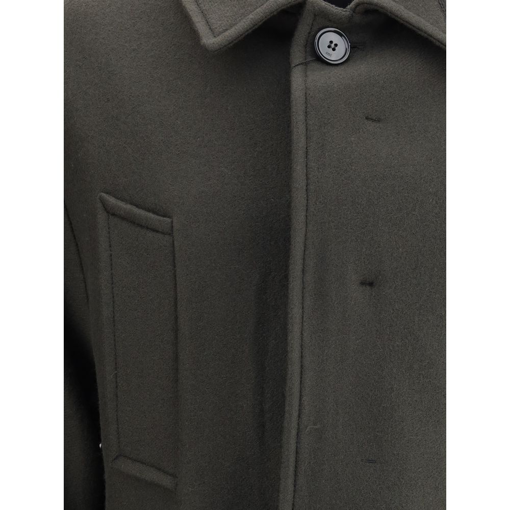Gray Fleece Wool Coat - Thumbnail 3