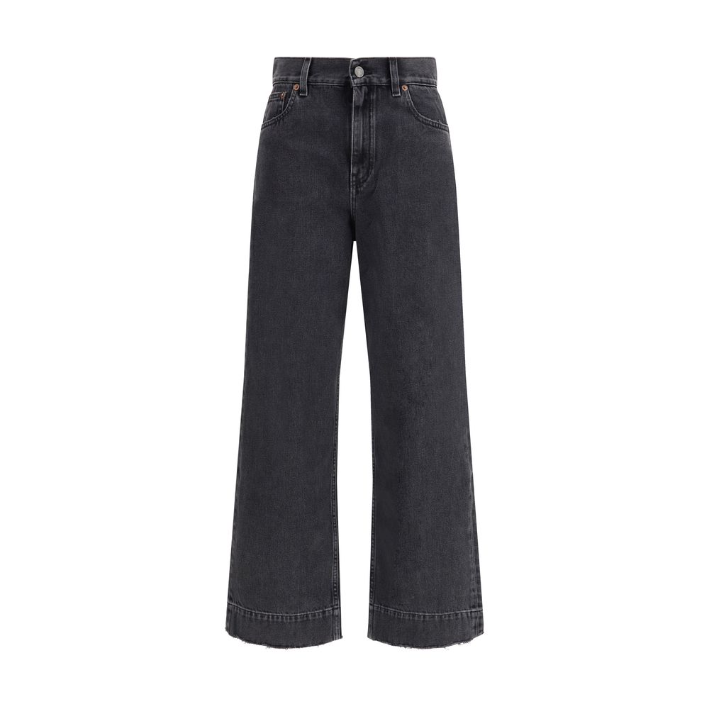 Black Cotton High-Waisted Jean