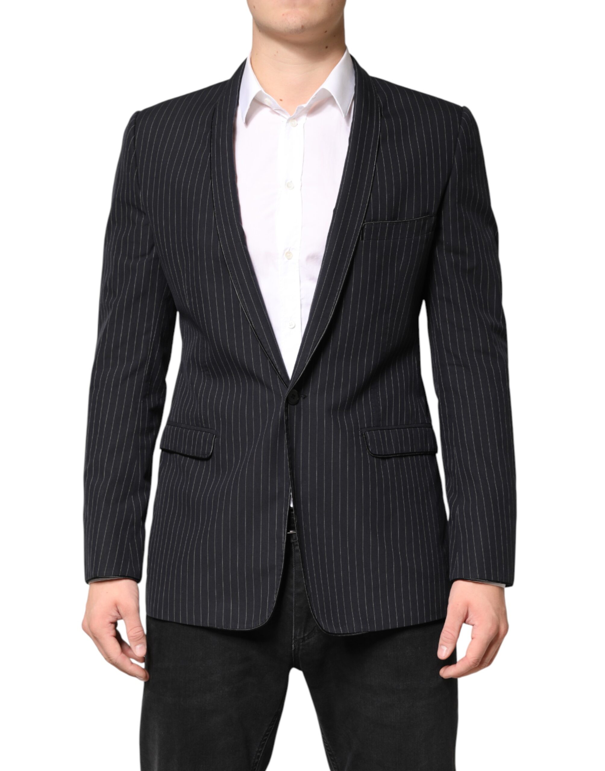 Black Stripes 1 Button Suit Jacket Blazer