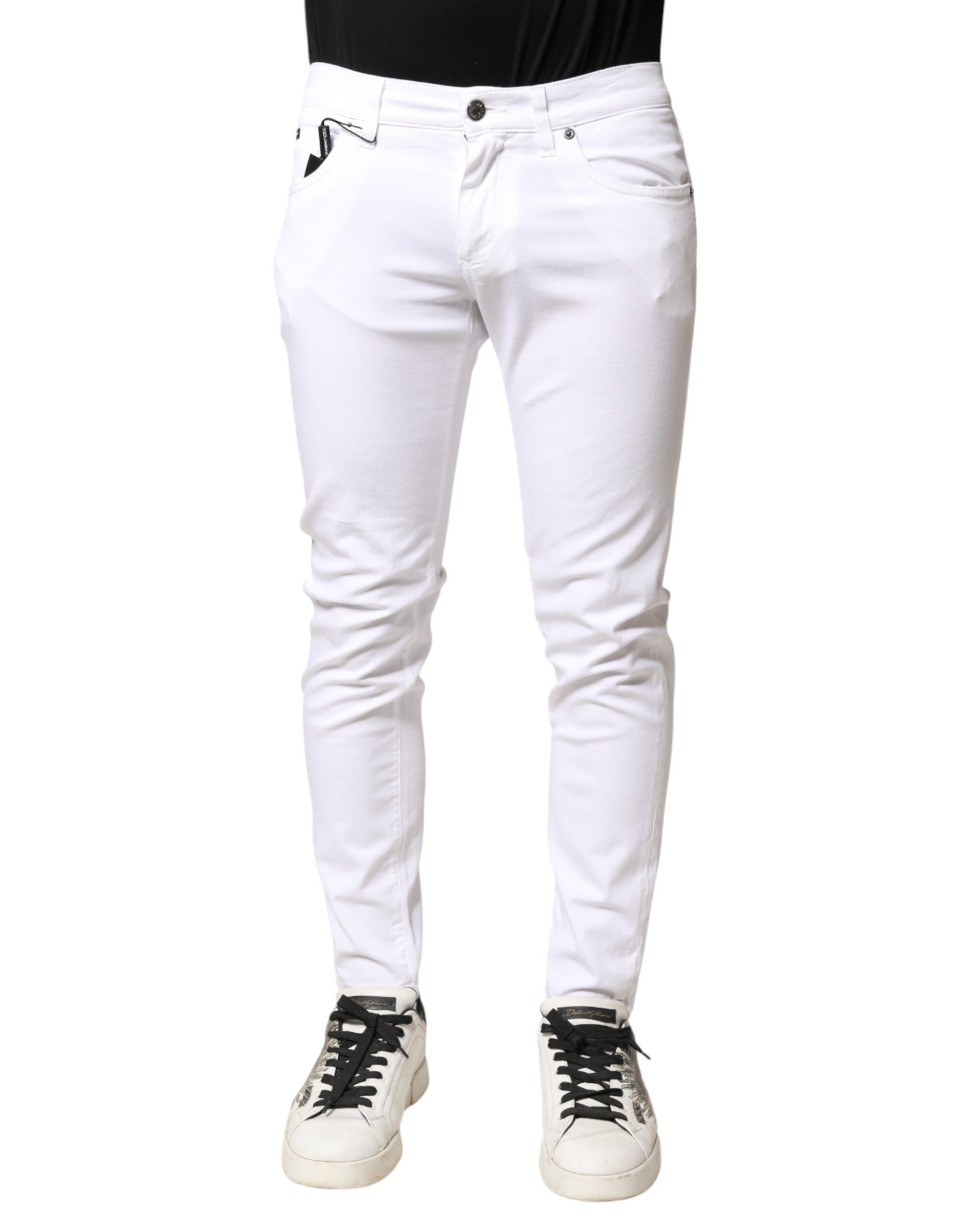 White Cotton Stretch Skinny Denim Men Jeans