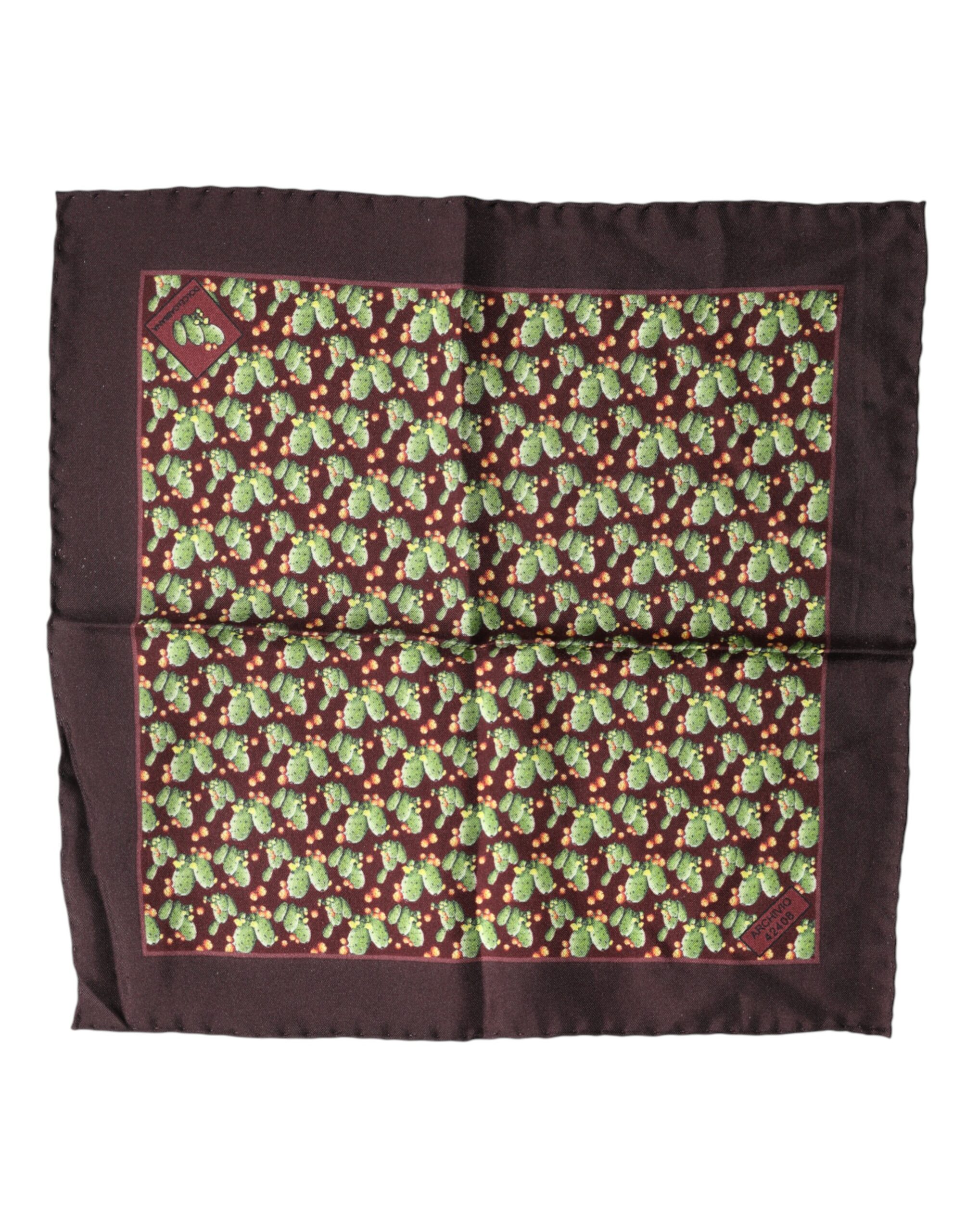 Brown Cactus Print Square Handkerchief Scarf