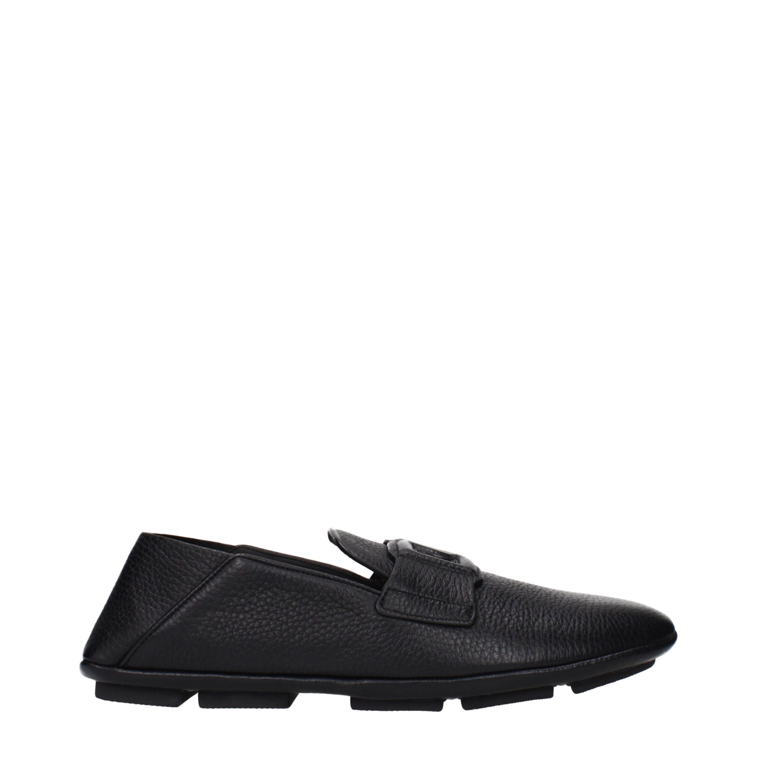 Black Leather Slip-On Loafers