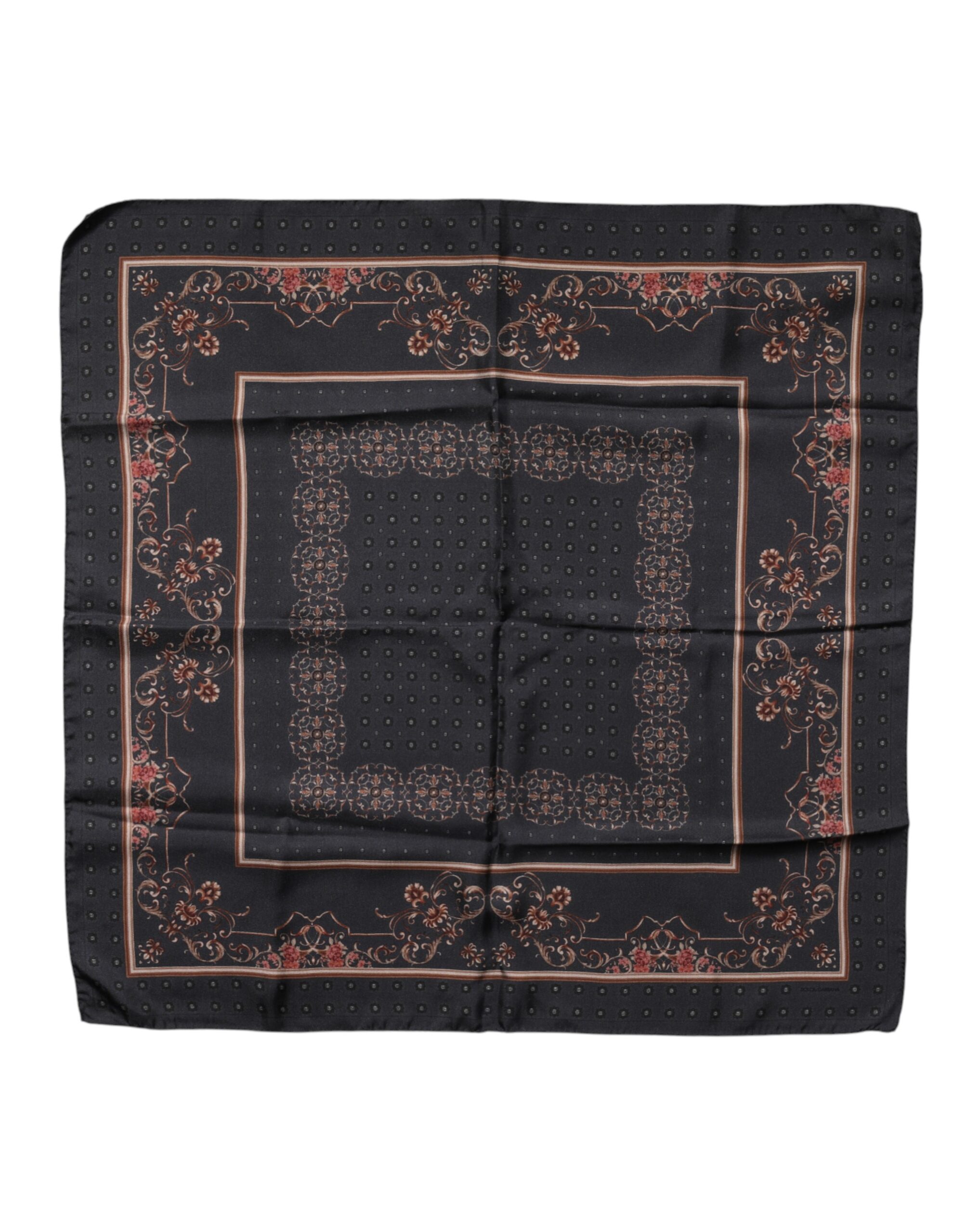 Black Patterned Square Foulard Scarf