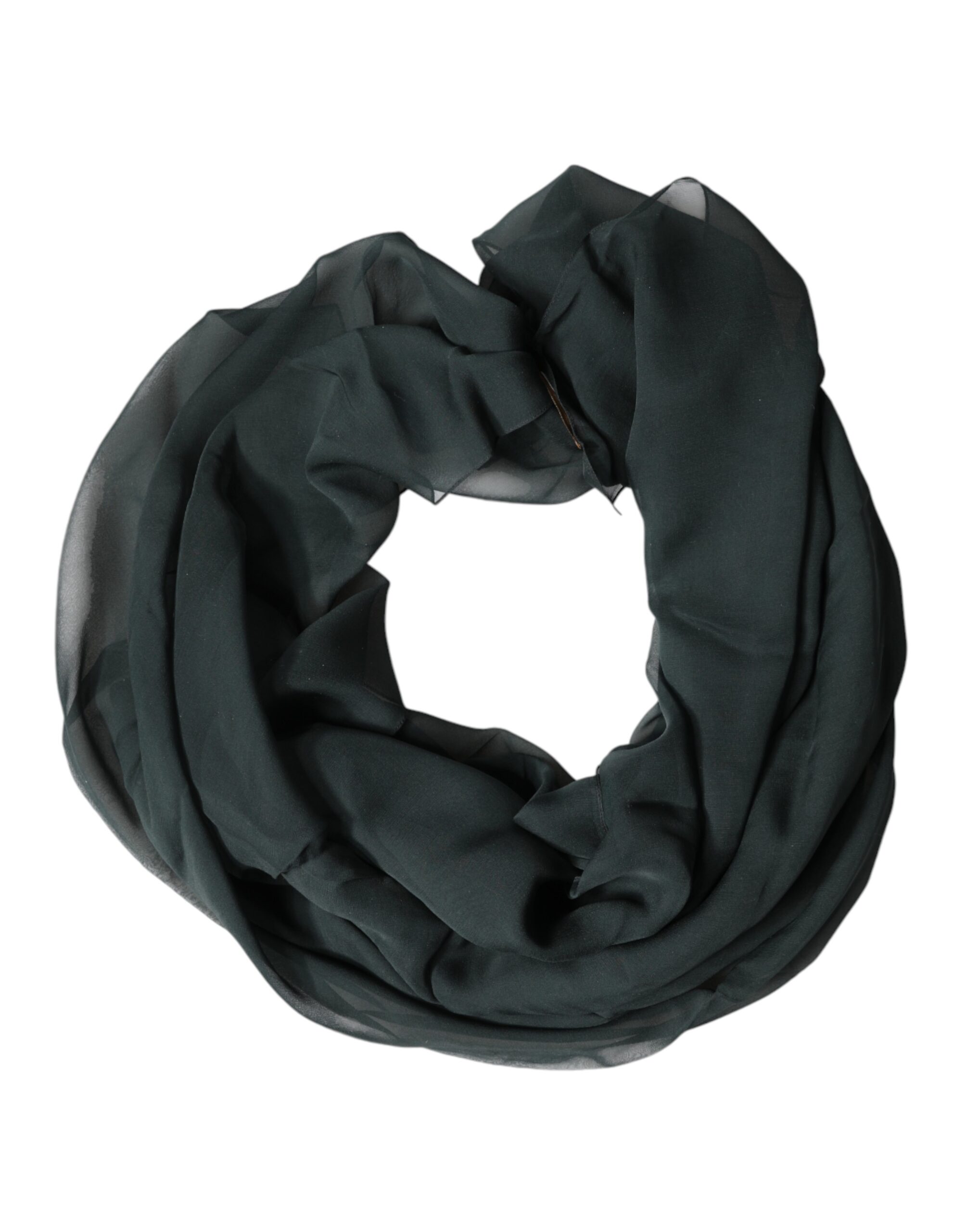 Dark Green Silk Neck Wrap Foulard  Scarf