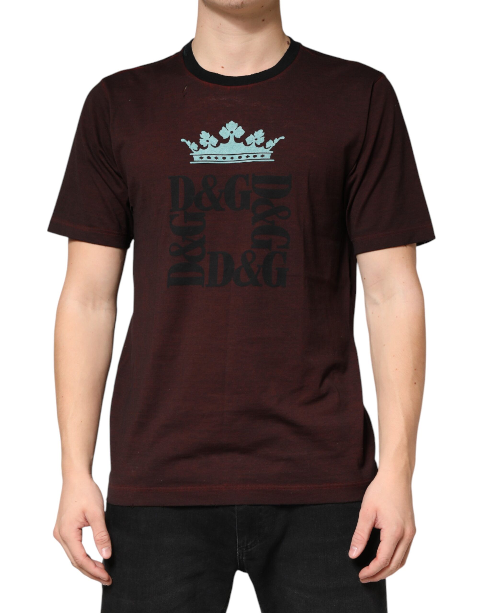 Maroon DG Crown Cotton Crew Neck Men T-shirt