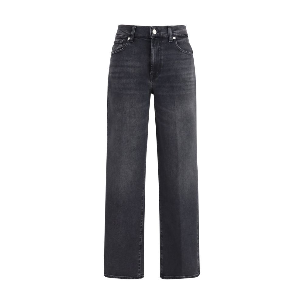 Black Cotton Straight-Leg Jeans