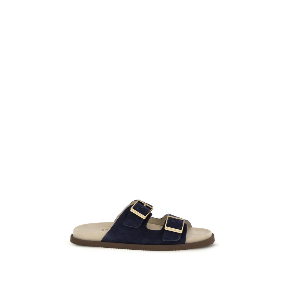 Black Calf Leather Bos Taurus Sandals