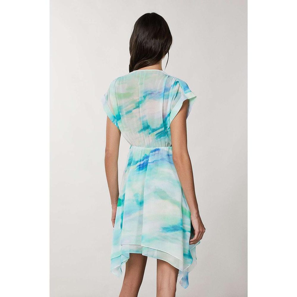 Turquoise Polyester Casual Dress - Thumbnail 3